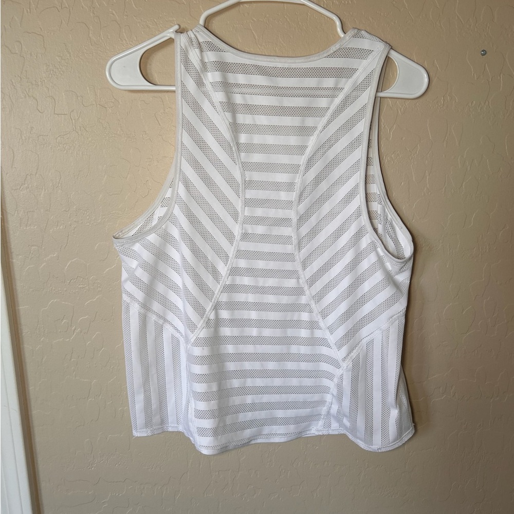 White Mesh Razorback Tank Top